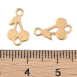 イオンプレーティング（IP）304ステンレス鋼フルーツリンク  チェリーコネクタチャーム  ゴールドカラー  13x8x1mm  穴：1.6mm&nbsp;STAS-Z084-01G
