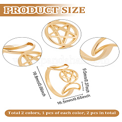 2Pcs 2 Colors Triple Moon 304 Stainless Steel Finger Rings for Women&nbsp;RJEW-LP0001-38