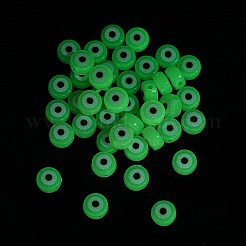 不透明なアクリルビーズ  蓄光ビーズ  ナザールボンジュウ  暗闇で光る  ナザールボンジュウ  7x4mm  穴：1.5mm&nbsp;LACR-D282-02A