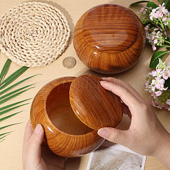 中国囲碁用の蓋付き樹脂製空箱  ロンデル  キャメル  13.5x8.85cm&nbsp;CON-WH0092-95
