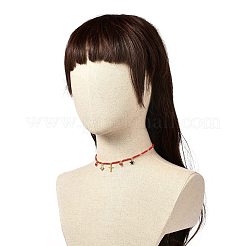 女の子の女性のためのウィング＆クロス＆ハート＆スターペンダントネックレス  ガラスビーズネックレス  ゴールドカラー  レッド  インチ（36~45cm）  3個/セット&nbsp;NJEW-JN03688