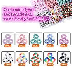 手作り樹脂粘土ビーズ連売り  ジュエリー工芸用品のDIY用  ヒシビーズ  ディスク/フラットラウンド  ミックスカラー  6mm  穴：1.8~2mm  約200PCS /カラー&nbsp;CLAY-YW0001-46