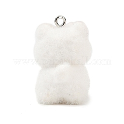 不透明樹脂のペンダント  犬  プラチナ鉄ループ付き  桃パフ  28x17x19mm  穴：2mm&nbsp;RESI-I353-02P-01