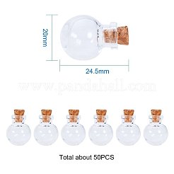 ガラスの瓶のガラスびん  鉄ネジアイピンベイルペグとジュートより糸付き  ミックスカラー  24.5x20mm  容量：2.5ml（0.08液量オンス）&nbsp;AJEW-PH0015-03