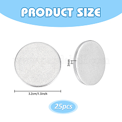 304ステンレススチール製スタンプ用ブランクタグカボション25個  フラットラウンド  ステンレス鋼色  32x3mm&nbsp;STAS-PH0006-87