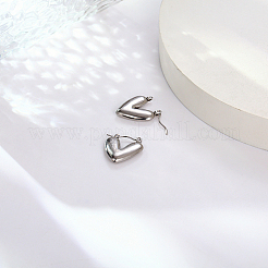 変色しない304ステンレススチール製フープピアス（女性用）  ハート  ステンレス鋼色  20x18mm&nbsp;UL6246-02