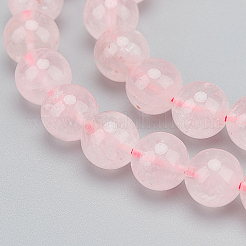 天然石ローズクォーツビーズ連売り  ラウンド  10mm  穴：1mm  約37個/連  15.55''（39.5センチメートル）  1連売り/箱&nbsp;G-OC0001-02-10mm