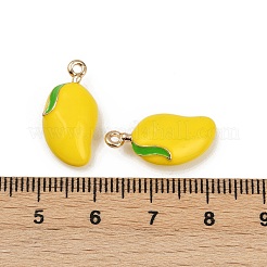 真鍮合金ペンダント  エナメル  ゴールドカラー  ラックめっき  マンゴー  20x10x6mm  穴：1.5mm&nbsp;KK-R226-16G-02