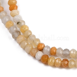 天然石ホワイトジェイドビーズ連売り  ファセットロンデル  染め  オレンジ  4~4.5x3mm  穴：1mm  約112~121個/連  13.54''~13.98''（34.4~35.5センチメートル）&nbsp;X-G-Z069-01M