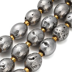 Electroplated Natural Druzy Geode Crystal Beads Strands&nbsp;G-F833-O01-01D