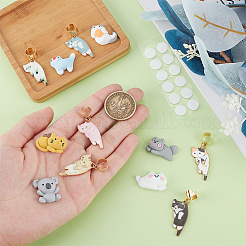 聴診器の装飾品のための猫合金エナメルペンダント装飾  樹脂カボションとステッカー付き  ミックスカラー  40mm&nbsp;PALLOY-OC00037