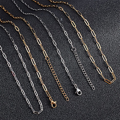 18Pcs 2 Colors 667 Stainless Steel Paperclip Chain Necklaces&nbsp;NJEW-ME0001-08