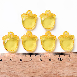透明なアクリルパーツ  多面カット  りんご  オレンジ  20x17x5~6mm  穴：3mm  約480個/500g&nbsp;TACR-S154-28B-81