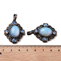 合成オパライト菱形ペンダント  赤銅トーンの真鍮チャーム  34x27x8mm  穴：8x5mm&nbsp;G-K363-02R-08