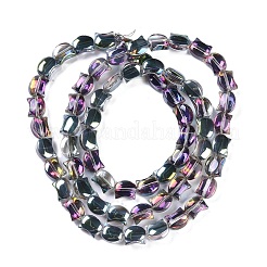 電気メッキガラスビーズセット  半分メッキ  猫の形  グリーン  8x10x5mm  穴：1mm  約65個/連  24.41''（62センチメートル）&nbsp;EGLA-Q128-08A-HP01