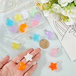 PVCプラスチック製モバイル防塵プラグ15個  蓄光樹脂ペンダント付き  プラチナ  ミックスカラー  35~39mm&nbsp;HJEW-AR00032