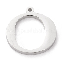 変色防止304ステンレススチールレターペンダントラインストーンセッティング  ステンレス鋼色  文字.o  o：16x15x1.5mm  穴：1.2mm  1.6mmのラインストーンに適する&nbsp;X-STAS-J028-01O