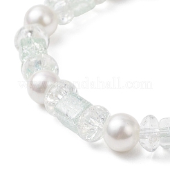 Crackle Glass & Shell Pearl Beaded Stretch Bracelets for Women&nbsp;BJEW-JB12384-03