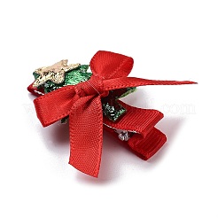 クリスマステーマの布フェルト生地のワニのヘアクリップ  合金クリップ付き  ミックスカラー  35x60x17mm&nbsp;OHAR-R100-01C