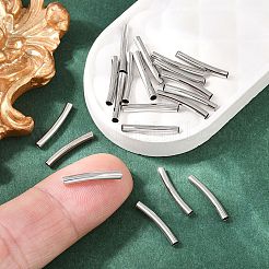 シェグレイスの真鍮製チューブビーズ  カーブチューブ  カドミウムフリー＆ニッケルフリー＆鉛フリー  プラチナメッキ  14.8x2mm  穴：1.6mm&nbsp;XGRPCP996-258P