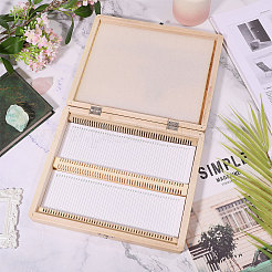 木製の顕微鏡スライド収納ボックス  長方形  ナバホホワイト  228x189x33.5mm  内径：210x62mm&nbsp;CON-WH0015-28