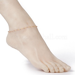 ファセットラウンドナチュラルアメジストビーズアンクレット  真鍮カニカン付き  ゴールドカラー  9-7/8インチ（25cm）&nbsp;AJEW-AN00360-04