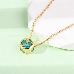 Brass Pave Cubic Zirconia Birth Stone Constellation Pendant Cable Chain Necklaces&nbsp;LS-NJEW-D334-01G-07