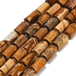 天然石ピクチャージャスパービーズ連売り  コラム  シードビーズで  10~14x6~9.5mm  穴：1mm  約27~31個/連  15.16~15.75''（38.5~40センチメートル）&nbsp;G-F836-B04-01