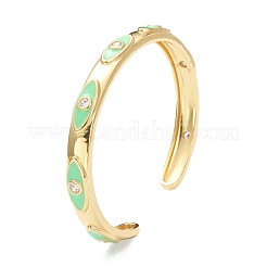 Brass Micro Pave Clear Cubic Zirconia Cuff Bangles&nbsp;BJEW-A116-07G