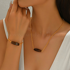 Natural Agate Oval Bracelets & Necklaces Sets for Women&nbsp;SD6681