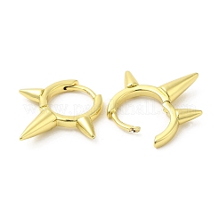 女性用ラックメッキ真鍮スパイクフープピアス  鉛フリー＆カドミウムフリー  長持ちメッキ  18KGP本金メッキ  24x24x5mm&nbsp;EJEW-D059-19G
