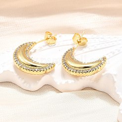 Brass Micro Pave Clear Cubic Zirconia Stud Earrings for Women&nbsp;EJEW-U056-03G