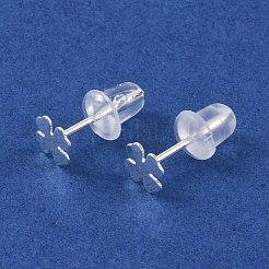 女性用高級シルバースタッドピアス999個  スタンプ999個付き  クローバー  5x5mm&nbsp;EJEW-S215-30S-01