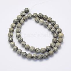 Natural Map Stone/Picasso Stone/Picasso Jasper Beads Strands&nbsp;G-G697-F03-4mm