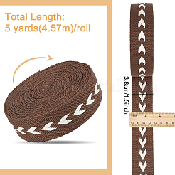 5 ヤードのポリコットン ジャカード アロー リボン  洋服アクセサリー  ココナッツブラウン  1-1/2インチ（38mm）&nbsp;OCOR-WH0078-170C