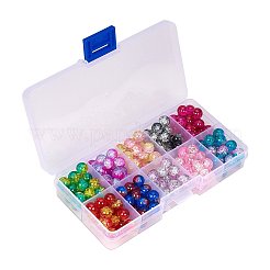 10 Colors Round Transparent Crackle Glass Beads&nbsp;CCG-YW0001-B