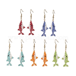 Handmade Glass Seed Beaded Dangle Earrings&nbsp;EJEW-MZ00721