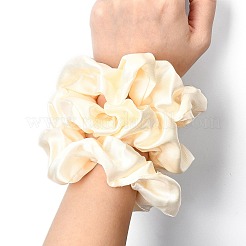 ソリッドカラーの女の子のヘアアクセサリー  布弾性ヘアネクタイ  ポニーテールホルダー  布グリッドシュシュ/シュシュ  ベージュ  内径：33~35mm&nbsp;LS-OHAR-L012-003D