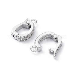 Rack Plating Brass Micro Pave Clear Cubic Zirconia Fold Over Clasps&nbsp;KK-A183-07P