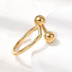 女性用304ステンレススチールオープンカフリング  イオンプレーティング（ip）  ラウンド  18KGP本金メッキ  内径：17.8mm&nbsp;RJEW-K313-19G