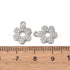 真鍮製マイクロパヴェキュービックジルコニアペンダント  花のチャーム  プラチナ  13.5x10.5x2mm  穴：1.2mm&nbsp;ZIRC-L105-04B-P