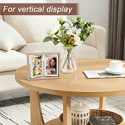 2Pcs Wood with Glass Double Rotatable Photo Frame Stand&nbsp;AJEW-WA0004-84B-01