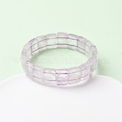 Rectangle Natural Amethyst Beads Stretch Bracelets for Women Men&nbsp;BJEW-Z149-01D