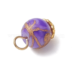 ガラスと合金のチャーム8個  花柄ラウンド  真鍮のループ付き  ミックスカラー  13x8mm  穴：3mm&nbsp;PALLOY-JF04635