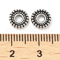 チベット風合金スペーサービーズ  フラットラウンド  アンティークシルバー  8x2mm  穴：2mm&nbsp;TIBEB-O004-76