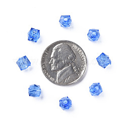 透明なアクリルビーズ  多面カット  正方形  コーンフラワーブルー  5.5x5.5x5.5mm  穴：1.8mm  約4485個/500g&nbsp;MACR-S373-112A-B02