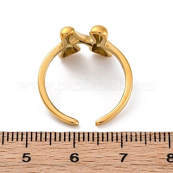女性用304ステンレススチールオープンカフリング  文字L  18KGP本金メッキ  文字N  13~14x7~15mm&nbsp;RJEW-M060-01G-14