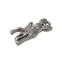 変色しない304ステンレススチールペンダント  ニホンジカのチャーム  ステンレス鋼色  20x8x2mm  穴：1.4mm&nbsp;X-STAS-N103-17P