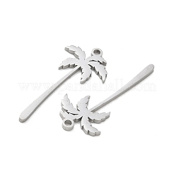 304ステンレスペンダント  ココナッツツリーチャーム  ステンレス鋼色  32x14x1.3mm  穴：1.6mm&nbsp;SA-CBAAC28-13P