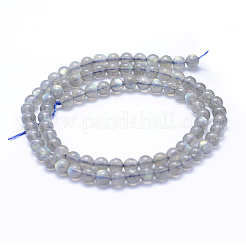 天然石ラブラドライトビーズ連売り  グレードa ++  ラウンド  5mm  穴：1mm  約75個/連  15.5インチ（39.5cm）&nbsp;LS-G-P342-09A-5mm-A++